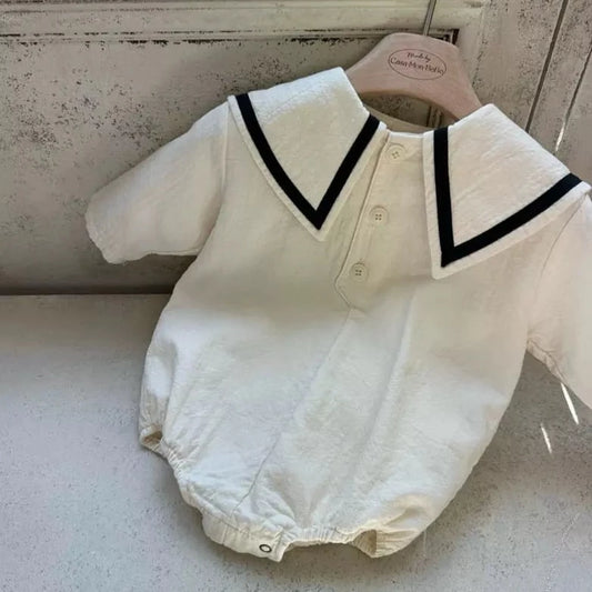 Sailor Romper - Cream Baby bodysuit Monbebe S (3-6m) Cream 