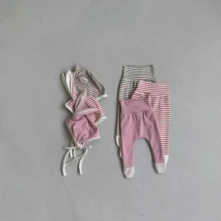 Djurbyxor med motorhuv - Randig kanin