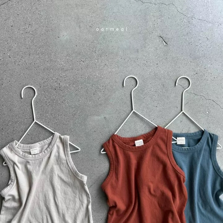 Basic Sleeveless Tee - Blue T-shirt Oatmeal