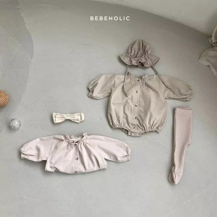Bebe Neck Bodysuit - Beige Baby bodysuit Bebeholic