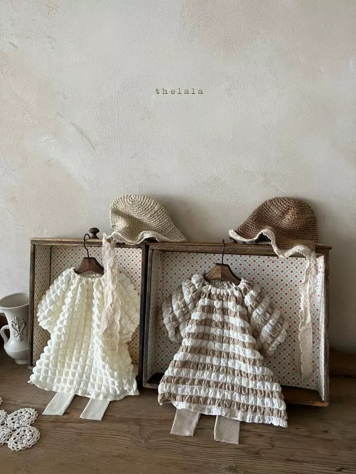 Popcorn Dress - Beige stripes Lala