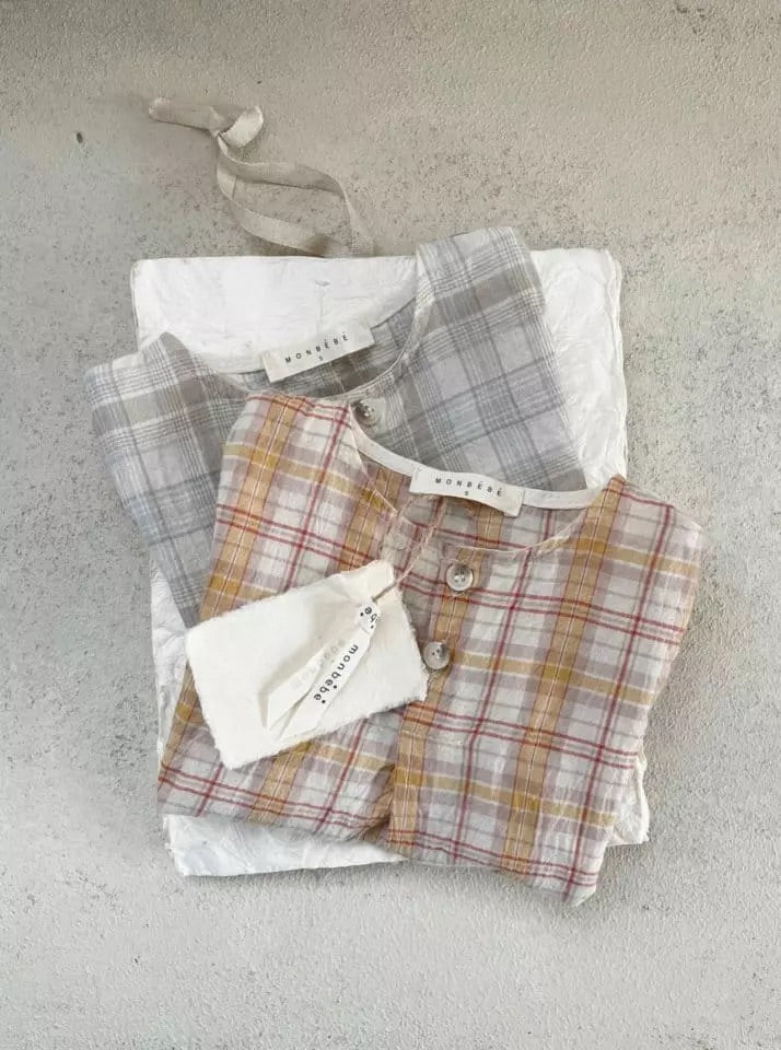 Check Bodysuit - Orange Baby bodysuit Monbebe