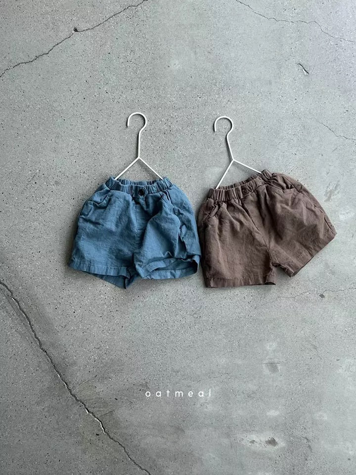 Mok Linen Shorts - Dark blue Shorts Oatmeal