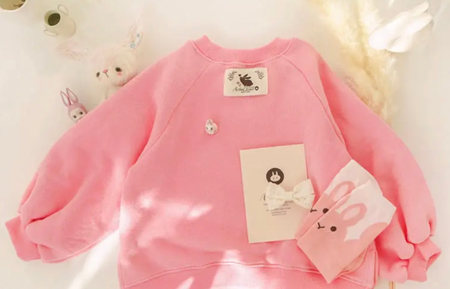 Cute Pink Sweatshirt Sweatshirt Arim Closet   