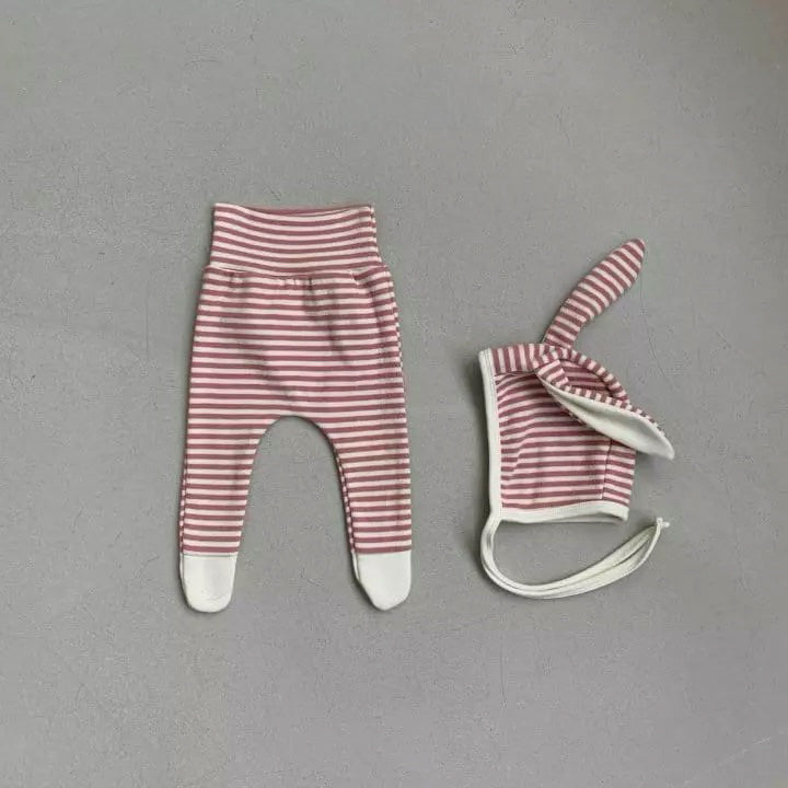 Animal Pants with Bonnet - Striped rabbit