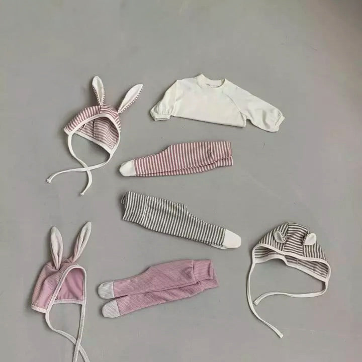 Animal Pants with Bonnet - Striped rabbit