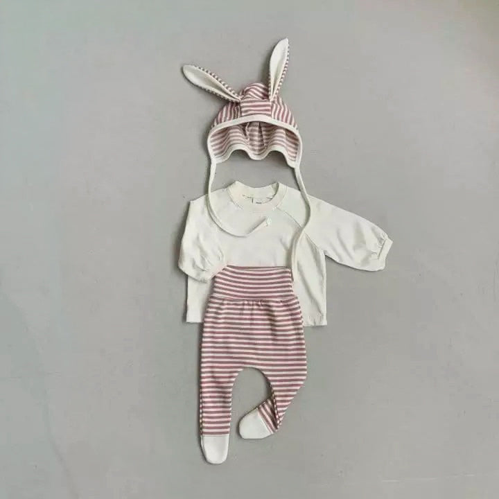 Animal Pants with Bonnet - Striped rabbit