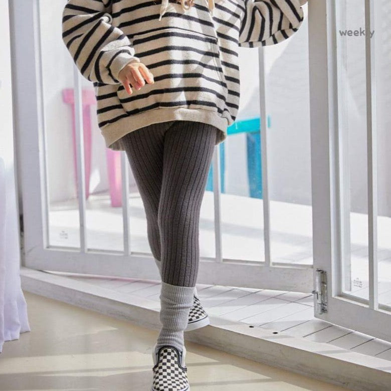 Weekly Rib Knit Leggings - Dark grey Pants Weekly Dark grey 1-2y 