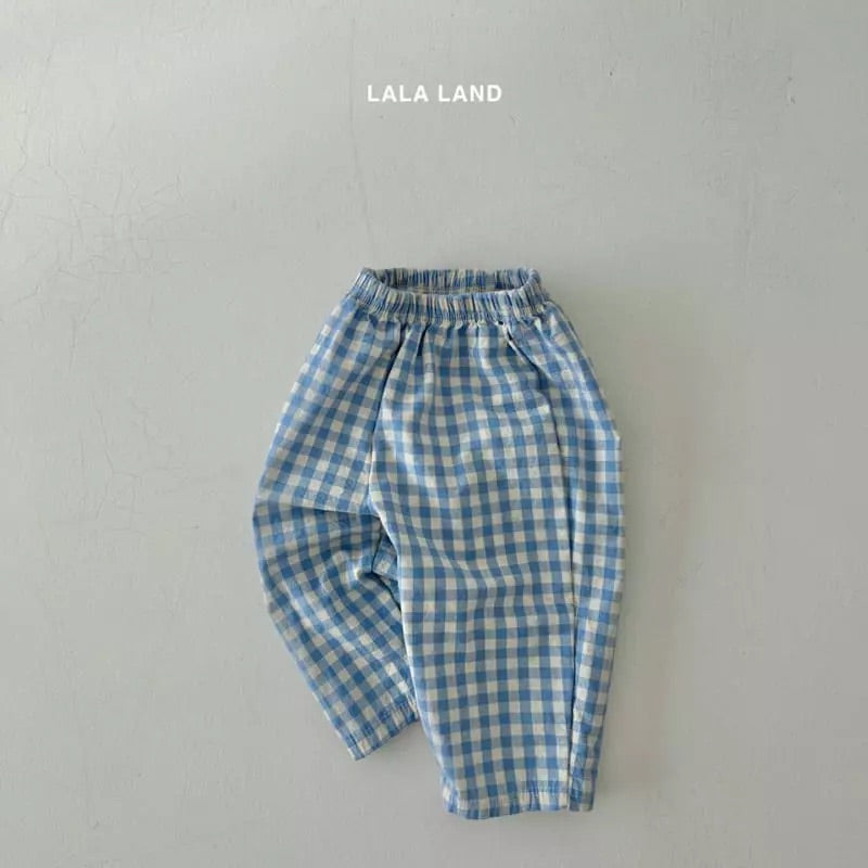 Check Pants Pants LalaL XS (1~2y) Blue 