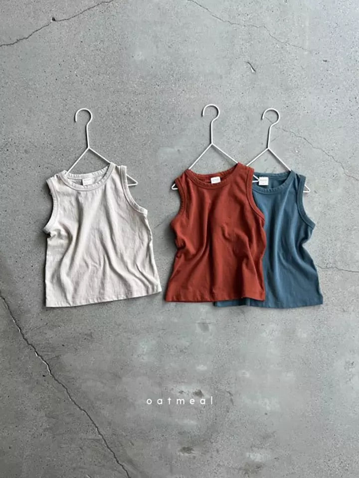 Basic Sleeveless Tee - Blue T-shirt Oatmeal   