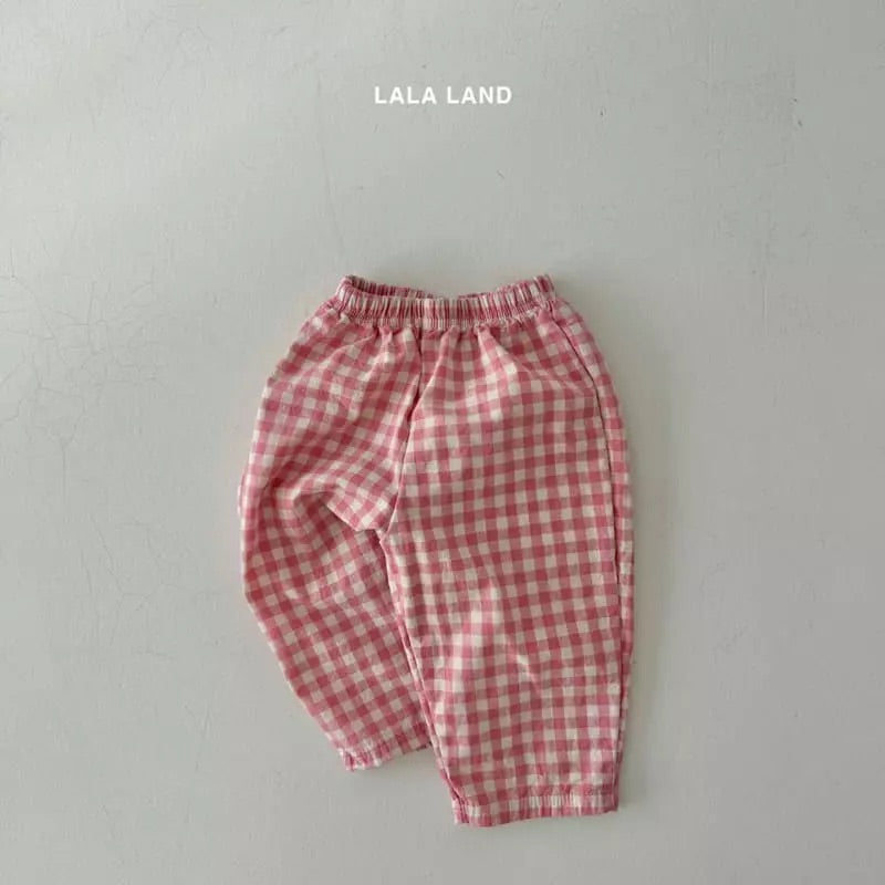 Check Pants Pants LalaL XS (1~2y) Pink 