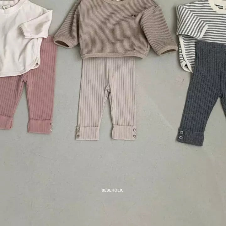 Bebe rib leggings - Beige Baby & Toddler Bottoms Bebeholic   