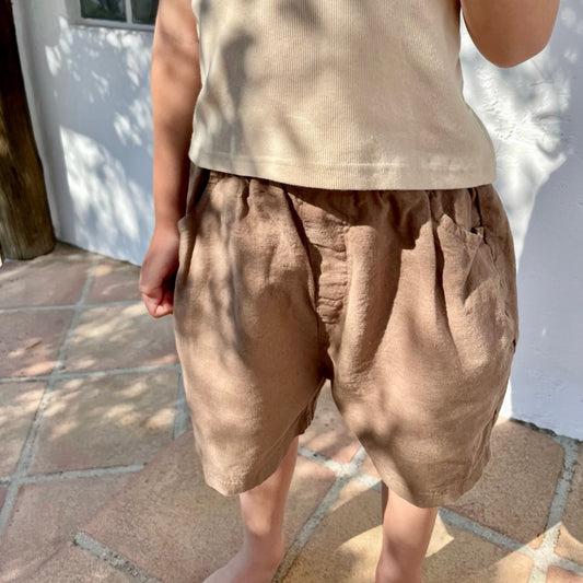 Mok Linen Shorts - Brown Shorts Oatmeal   