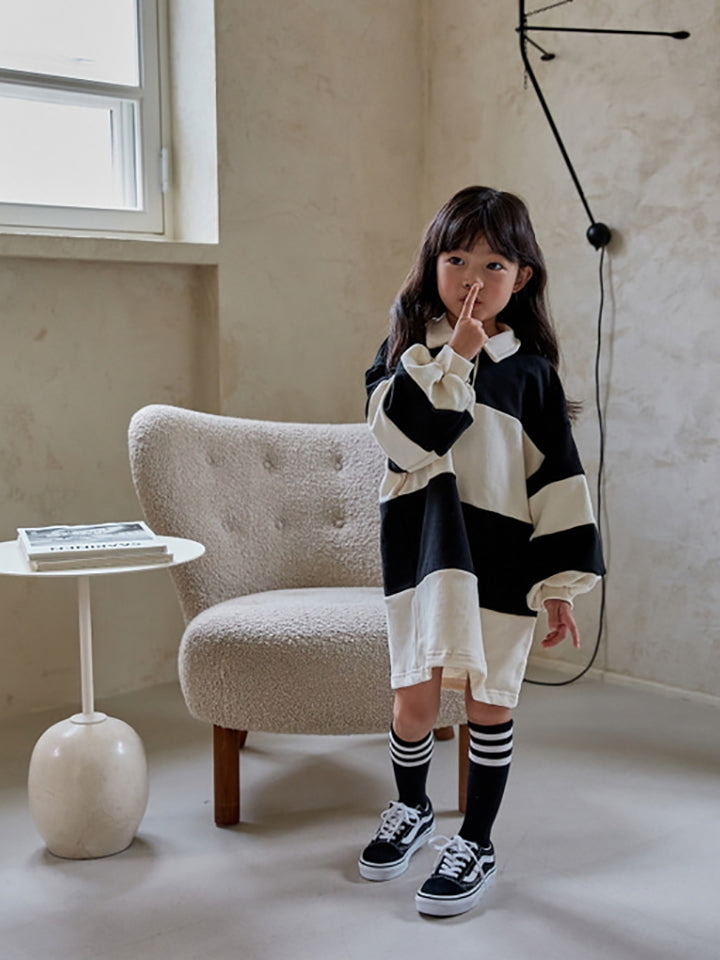 Collar Dress Dresses Honeybee Black&White 5 (2-3y) 