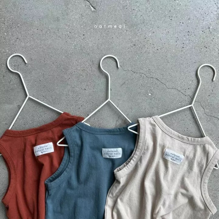 Basic Sleeveless Tee - Blue T-shirt Oatmeal   