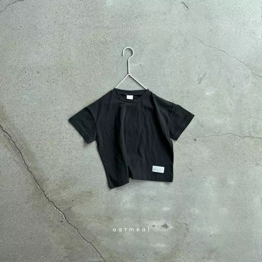 Basic S Round Tee - Charcoal T-shirt Oatmeal XS (2~3y) Charcoal 